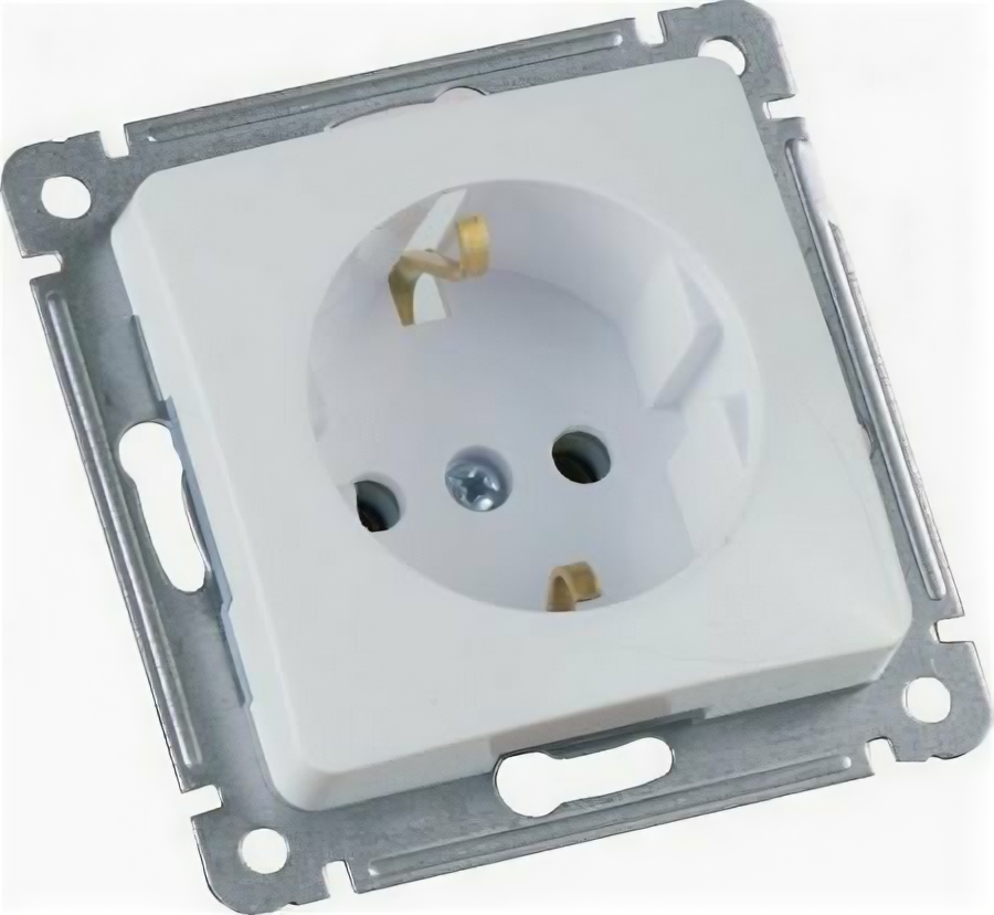 фото MASTER Розетка одноместная с заземляющим контактом, скрытой установки, в рамку, золото | код РС16-411-07 | HEGEL (2шт.в упак.)