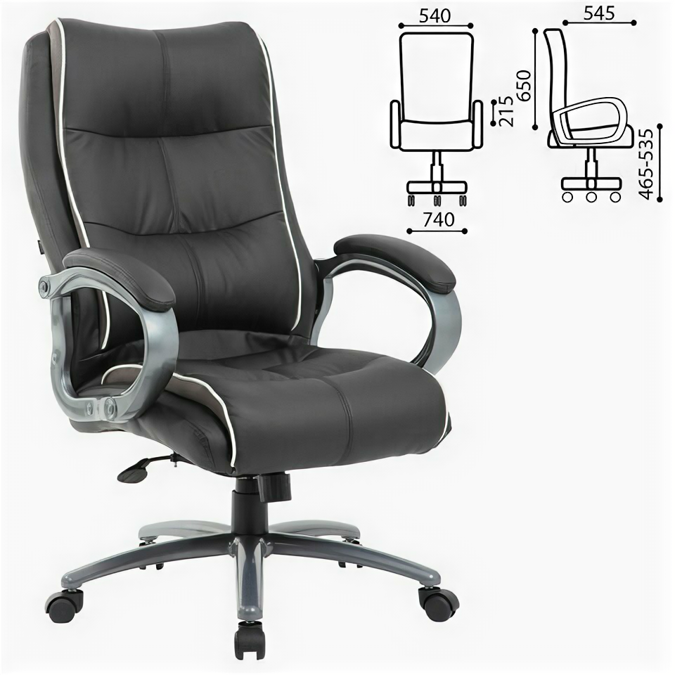 Кресло руководителя BRABIX PREMIUM "Strong HD-009", нагрузка до 200 кг, экокожа черная, ткань серая
