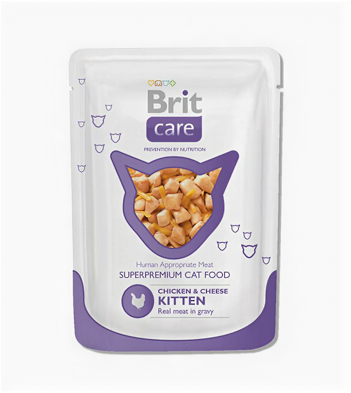 Brit Паучи для котят Care с курицей и сыром (Chicken Cheese Kitten) 100122 | Chicken Cheese Kitten 008 кг 38515 (18 шт)