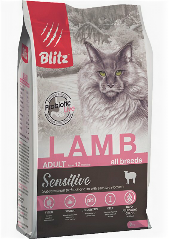 Blitz Корм для кошек с ягненком BCD03-1-00400 | Sensitive Lamb Adult Cats All Breeds 04 кг 53592 (10 шт)