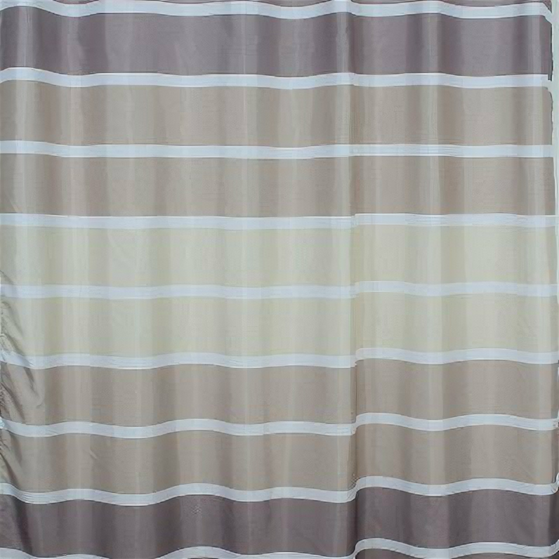 фото Штора для ванной (санакс 01-03 Штора с рисунком горизонтальные коричневые полоски, в ванную комнату, без колец-полиэст)