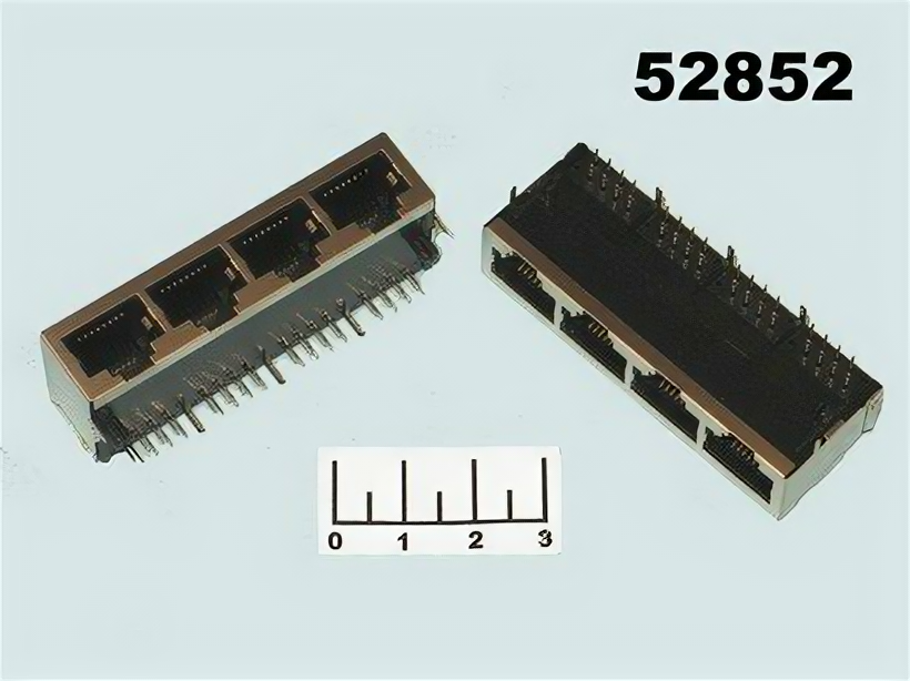 фото Разъем компьютерный 4 гнезда 8P8C (RJ-45) на плату металл (TJ9-10P8-04)