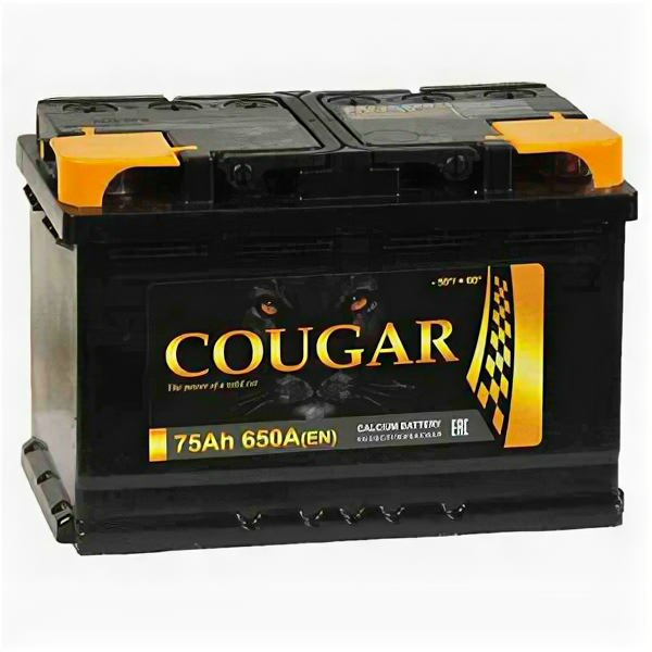 Аккумулятор COUGAR Power 75 Ач 650А прямая полярность
