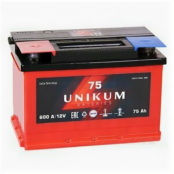Аккумулятор Unikum 75 Ач 600А прямая полярность