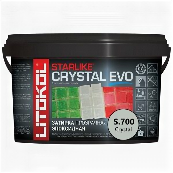 Затирка эпоксидная Litokol Starlike Crystal Evo S.700, 5 кг (прозрачная), цена за 1 шт