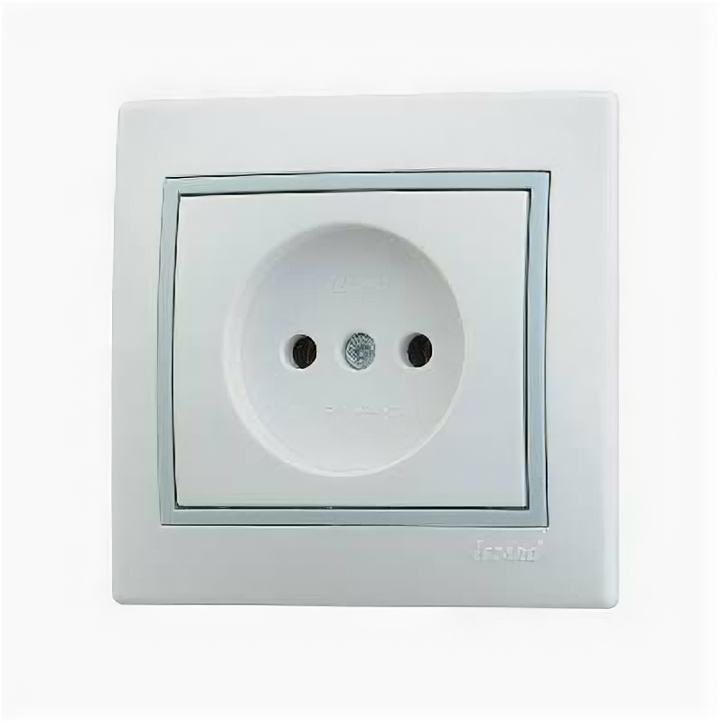 Розетка 1-м СП Мира 16А IP20 без заземл. с сер. вставкой керамика бел. LEZARD 701-0215-121 (2шт.в упак.)