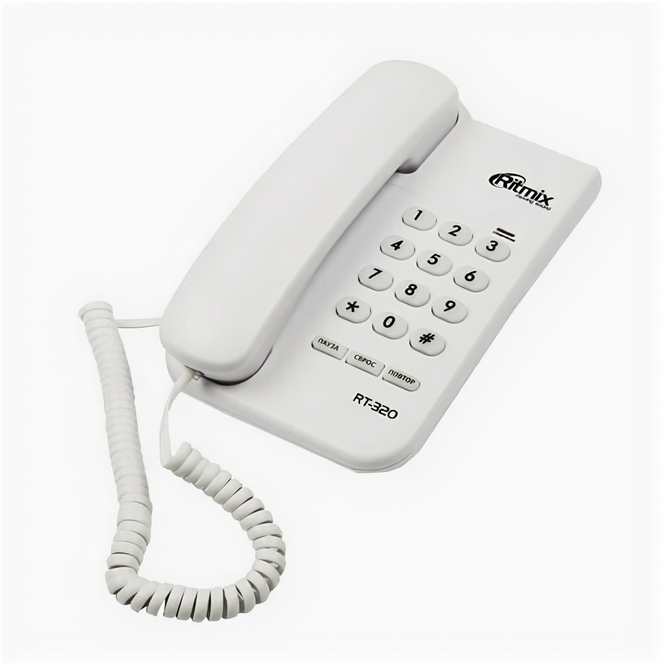 Телефон RITMIX RT-320 white, комплект 3 шт., световая индикация звонка, блокировка набора ключом, белый, 15118348
