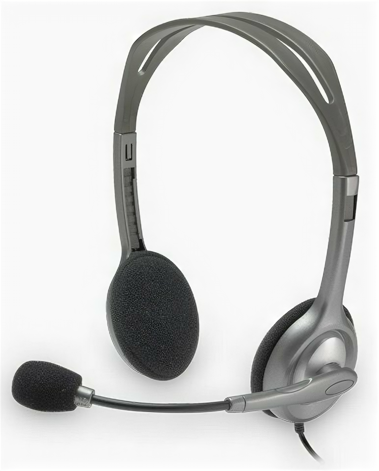 Наушники с микрофоном Logitech H110 серый, проводные (981-000271)