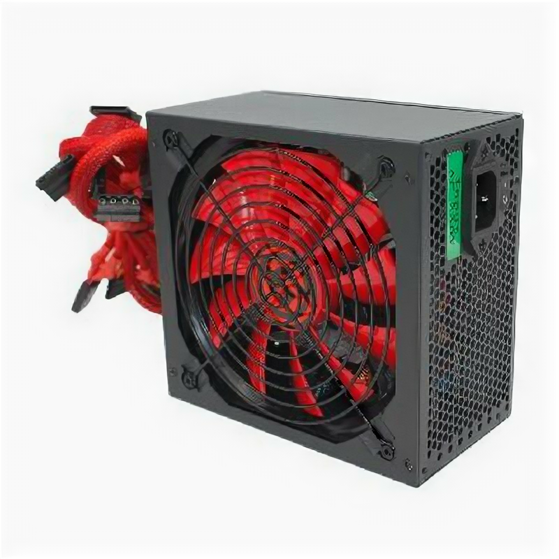 Ginzzu PC500 14CM(Red) 80+ black,APFC,24+4p,2 Pci-e(6+2), 5*SATA, 4*IDE,оплетка, кабель питания,цвет .