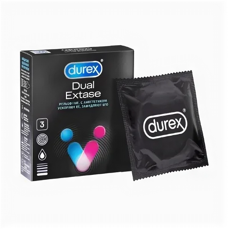 Durex Dual Extase презервативы с анестетиком 3 шт.