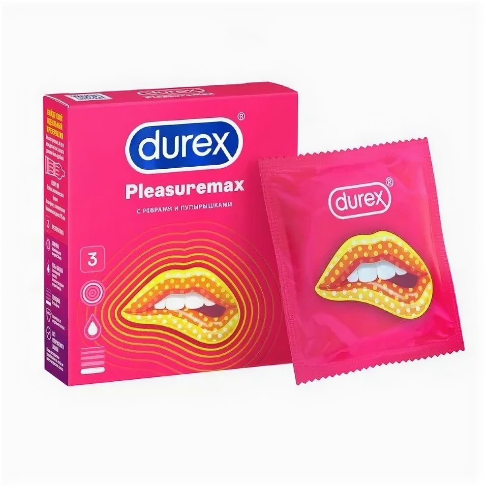 Durex Pleasuremax презервативы с ребрами и пупырышками 3 шт.