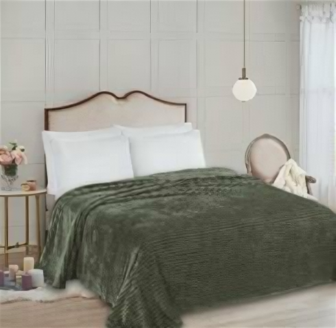 фото Плед орион НФ-00003141 Wellsoft luxe Полоса, Евро-мини, олива