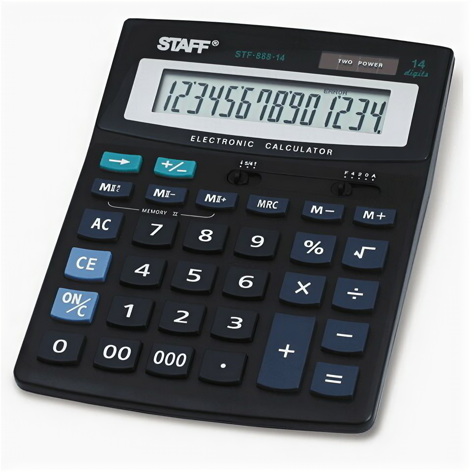 Калькулятор настольный STAFF STF-888-14, 14 разрядный, двойное питание