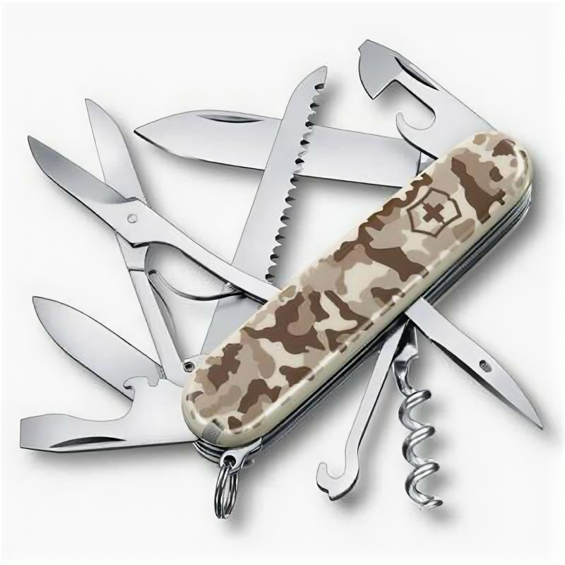 Нож перочинный Victorinox Huntsman (1.3713.941) 91мм 15функций камуфляж пустыни карт.коробка