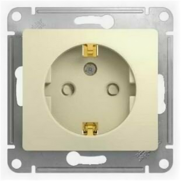 Электрическая розетка со шторками бежевая Glossa Schneider Electric с заземлением, GSL000245