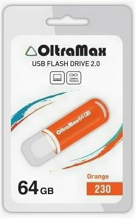 USB flash накопитель OltraMax 230 64GB оранжевый (OM-64GB-230)