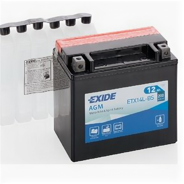 Аккумулятор мото Exide ETX14L-BS (YTX14L-BS, YTX14HL-BS)