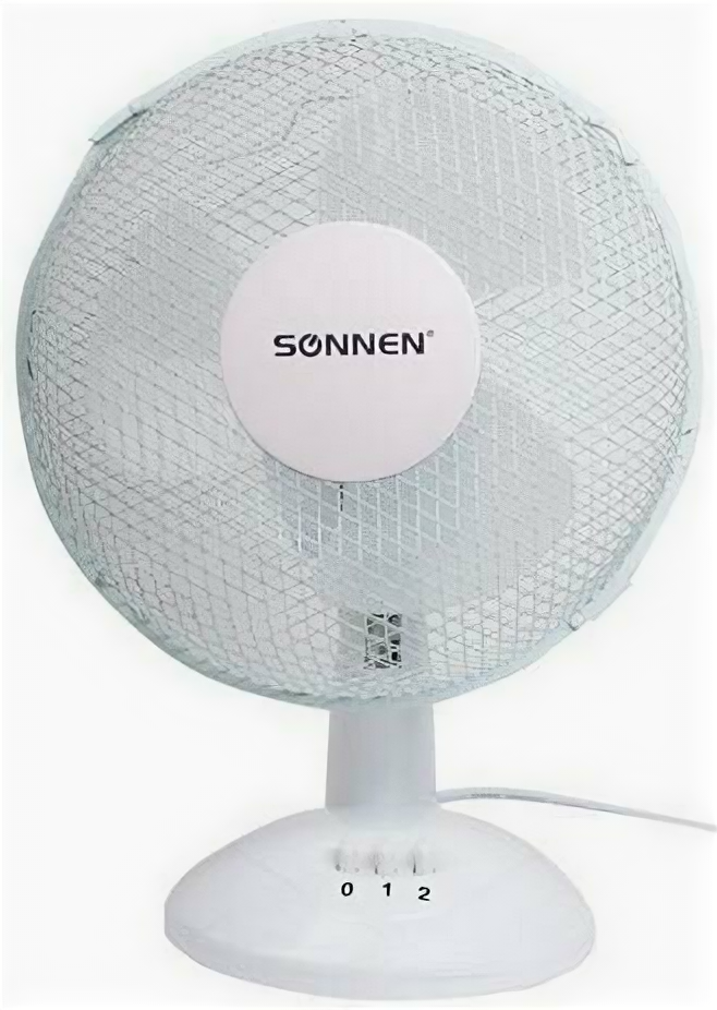 Вентилятор настольный SONNEN TF-25W-23, d=23 см, 25 Вт, на подставке, 2 скоростных режима, белый/серый, 451038