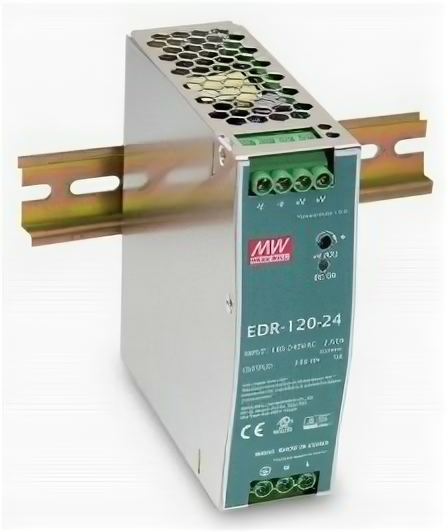 Преобразователь AC-DC сетевой Mean Well EDR-120-12 120Вт, вход 90…264V AC, 47…63Гц /127…370В DC, выход 12В/10A, рег. вых 12.14В, изоляция 3000В AC,