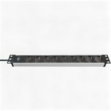 Удлинитель Brennenstuhl Alu-Line 19 дюймов (2 м., кабель черный 1,5 мм2, 9 роз., IP20, 1390007009)