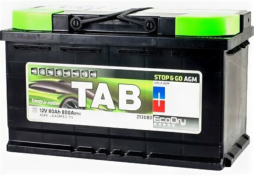 Аккумулятор автомобильный TAB AGM Stop&Go 80 А/ч 800 А обр. пол. Евро авто (315x175x190) 213080