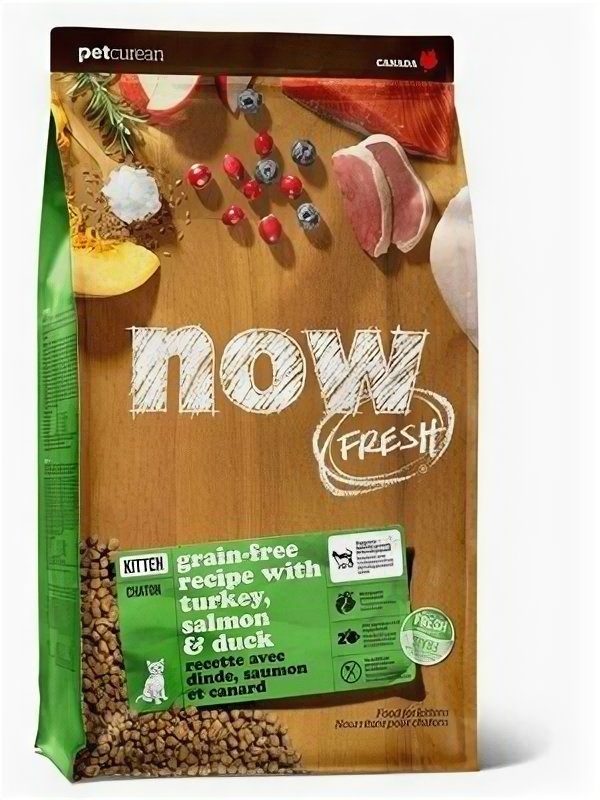NOW FRESH Беззерновой для Котят с Индейкой Уткой и овощами (Fresh Grain Free Kitten Recipe 3320) 2306104 1,36 кг 52525 (2 шт)