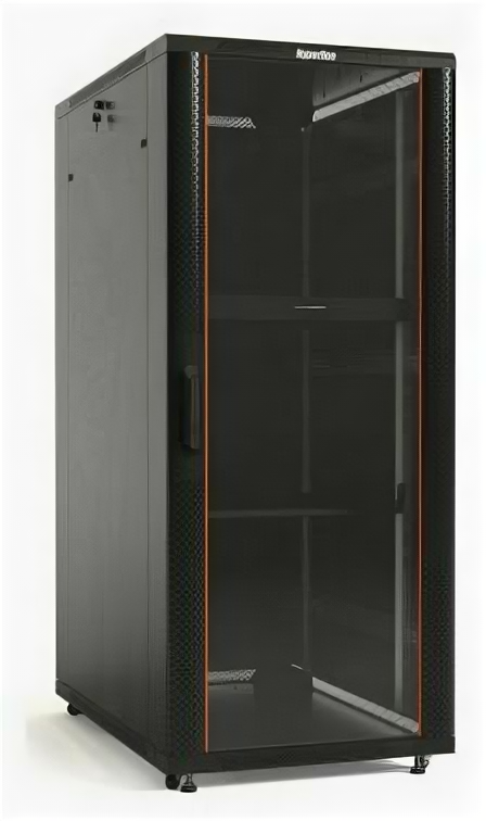 Шкаф Hyperline серверный (TTB-4282-AS-RAL9004) напольный 42U 800x1200мм пер. дв. стекл задн. дв. спл. стал. лист 800кг черный