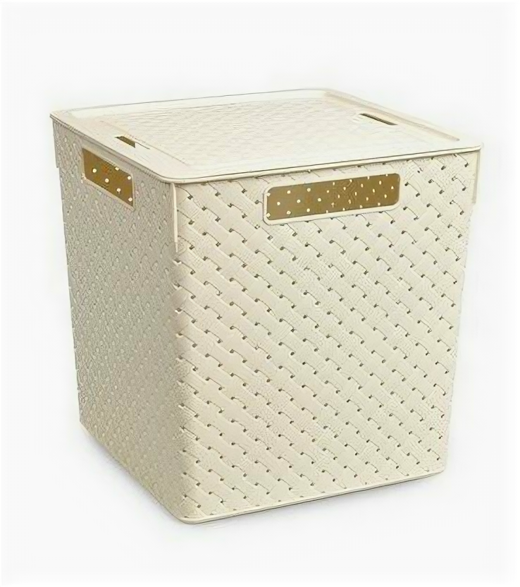 фото Корзина д/хранения 23,0л 294*294*301мм Береста с/кр слоновая кость (9) 6823126 29,4х29,4х30 23л .