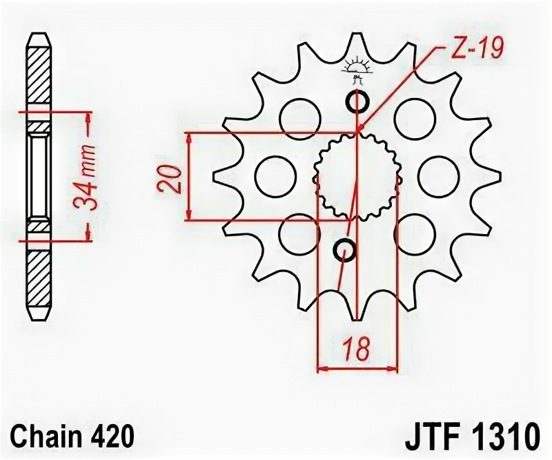 Звезда JT ведущая с самоочисткой JTF1310.14SC 14 зубьев