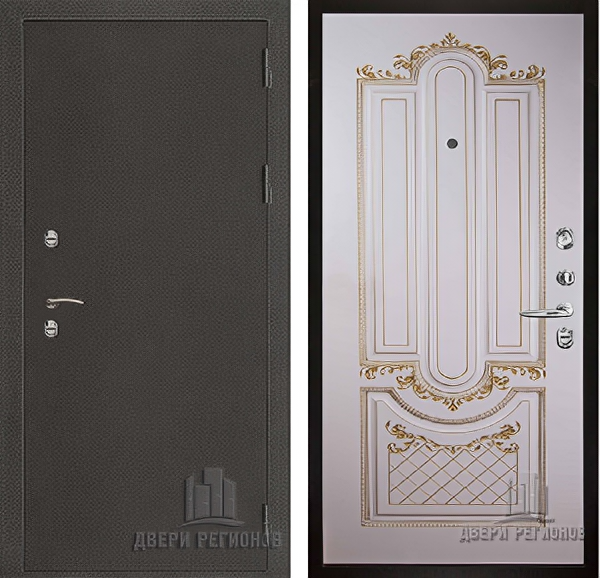 Дверь Термо 3 антик темное серебро Александрия сл кость с золотой патиной эмаль
