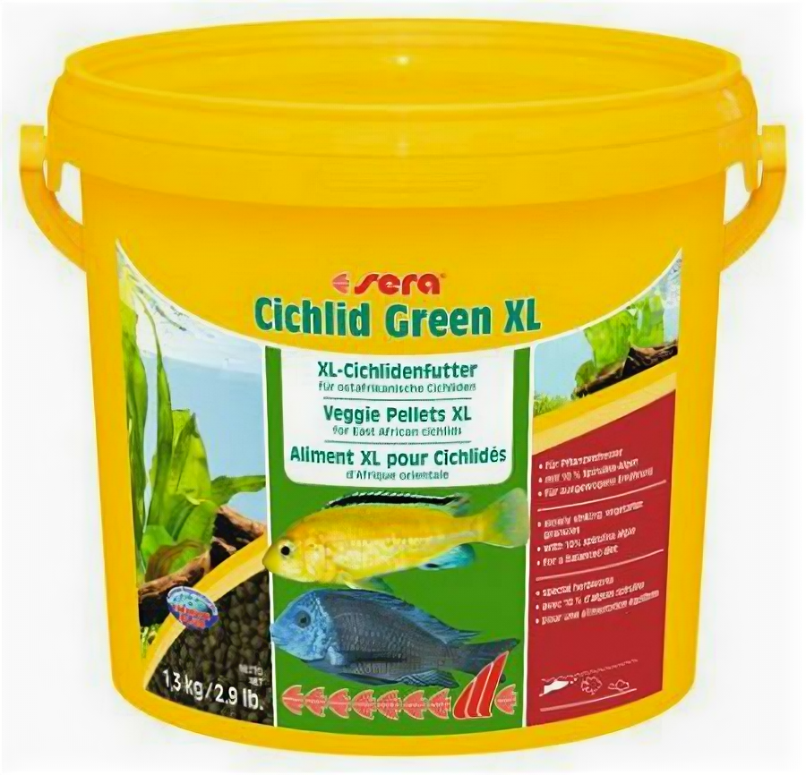 Sera Основной корм Sera CICHLID GREEN XL для крупных растительноядных цихлид, гранулы 3,8 л