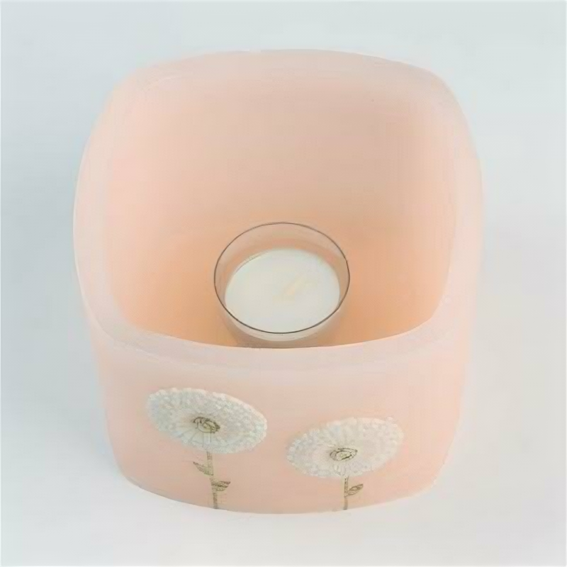Подсвечник / лампион квадратный "Одуванчики", 13×13×9.5 см, розовый, Trend Decor Candle - фотография № 4