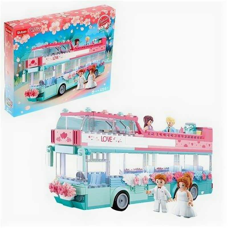 Конструктор Розовая мечта «Свадебный автобус», 379 деталей, Sluban