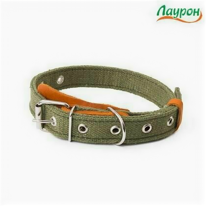 фото Ошейник (Лаурон) брезентовый 25мм 2 слоя безразмерный, хаки