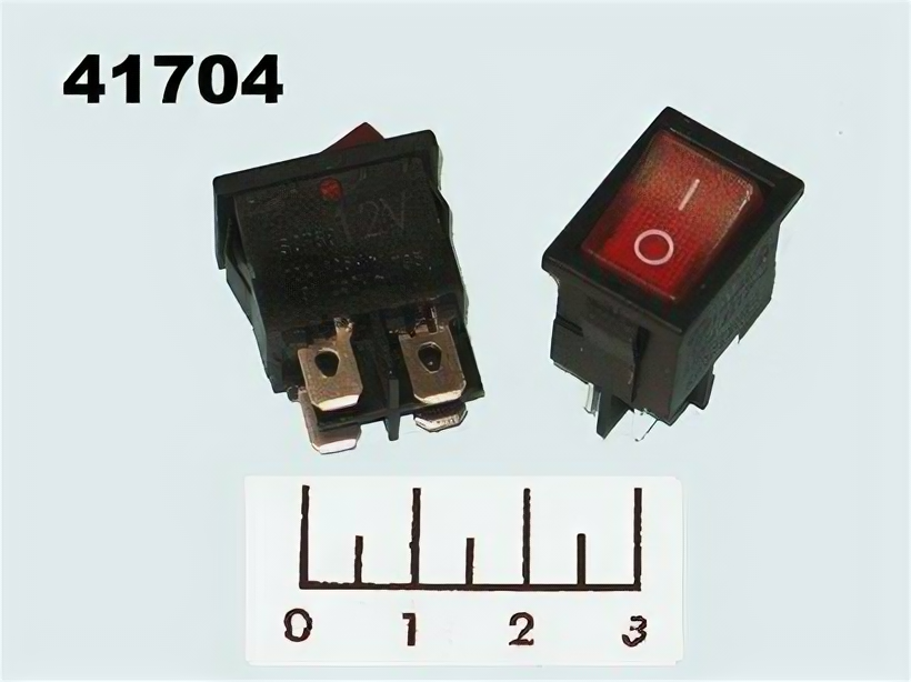 фото Выключатель 250/6 MIRS-2C красный 4 контакта SC-768 (подсветка 12V)