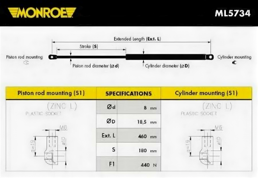 MONROE ML5734 Упор газовый