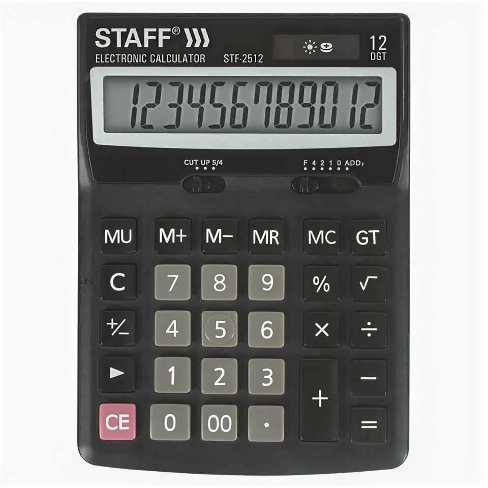 Калькулятор настольный STAFF STF-2512 (170х125 мм) 12 разрядов двойное питание 250136