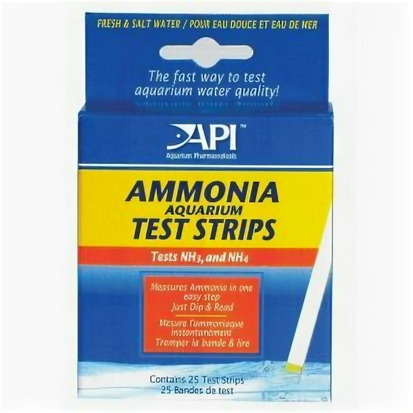 API Тест-полоски 5 in 1 Aquarium Test Strips для измерения показателей аквариумной воды, 25 шт.