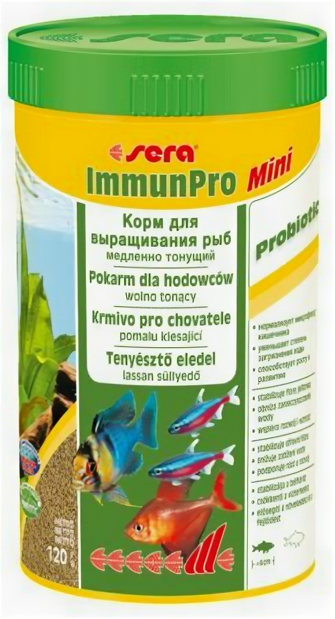 Sera Основной корм Sera ImmunPro Mini для рыб размером до 4 см, гранулы 250 мл