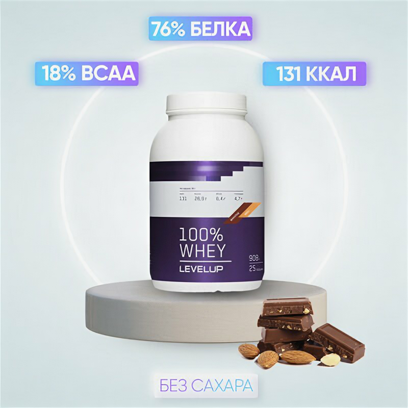 LevelUp 100% Whey, 908 гр., распродажа (шоколад орех, годен до: 24.07.2023)