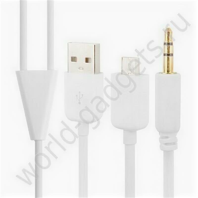 Кабель USB/micro USB/Jack 35 (белый)