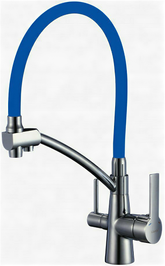 Смеситель Savol S-L1805L-05 для кухни, с подключением к фильтру, цвет сатин матовый / синий