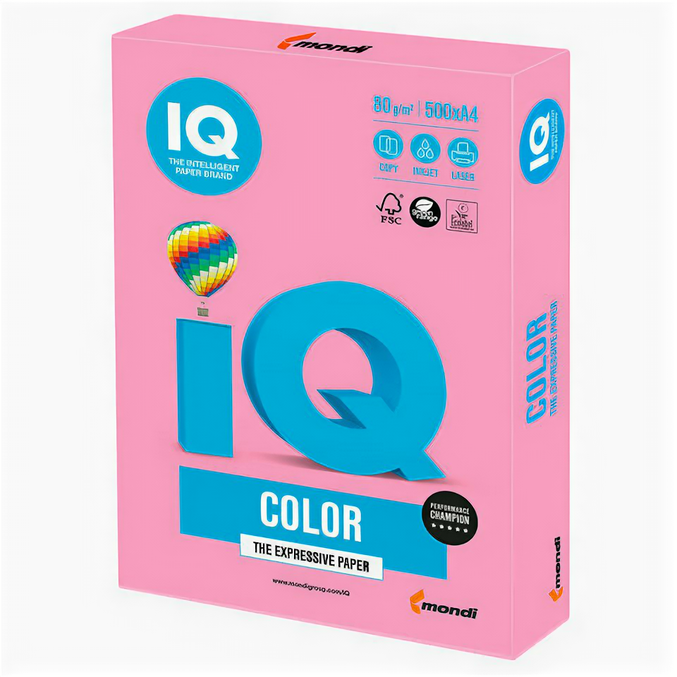 Бумага цветная IQ Color (А4, 80г/м², PI25-розовый, 500 листов)