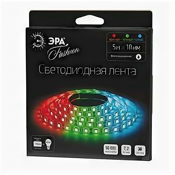 ЭРА Светодиодная влагозащищенная лента ЭРА 7,2W/m 30LED/m 5050SMD RGB 5M LS5050-30LED-IP65-RGB-5m