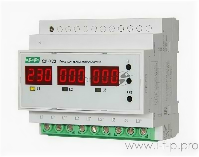 Реле контроля напряжения CP-723 (трехфазное; два режима работы - три однофазных реле или трехфазное .