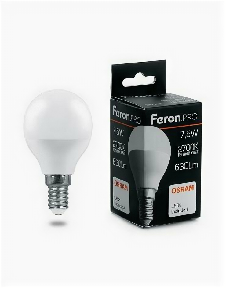 Feron LB-1407 Лампа светодиодная Шарик E14 7.5W 2700K 1 шт.