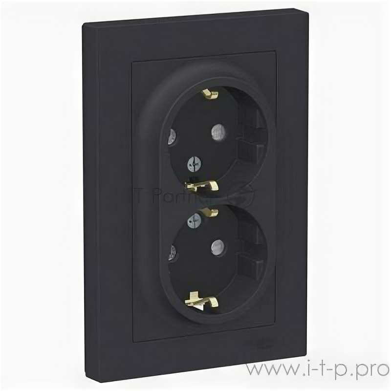 Розетка 2-м СП AtlasDesign 16А IP20 с заземл. защ. шторки в сборе карбон SchE ATN001026 ATN001026
