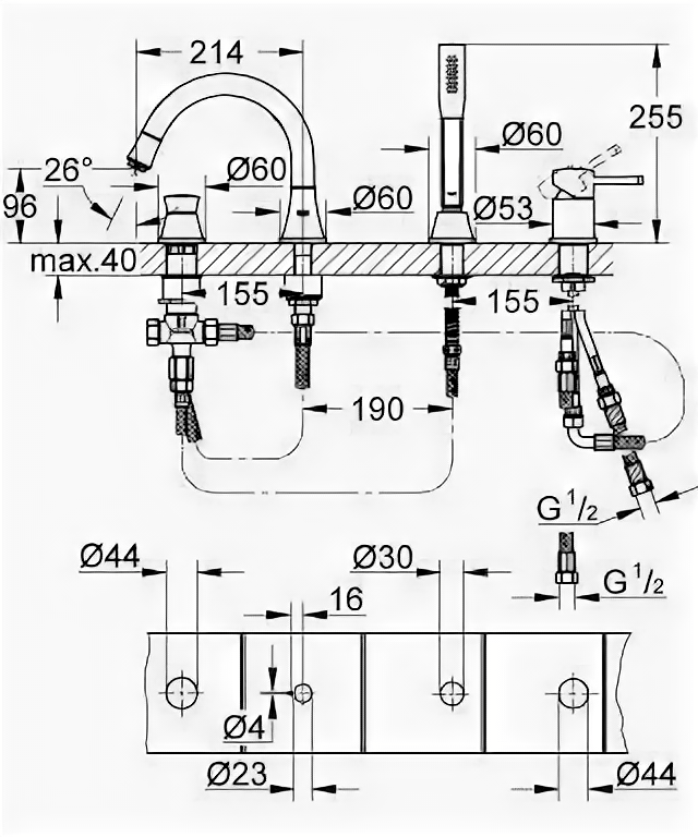 Смеситель для ванны и душа GROHE - фото №2