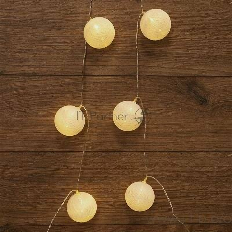 фото Тайские фонарики Пломбир 1.5 м, 10 Led, прозрачный Пвх, цвет свечения теплый белый, 2 х АА (батаре