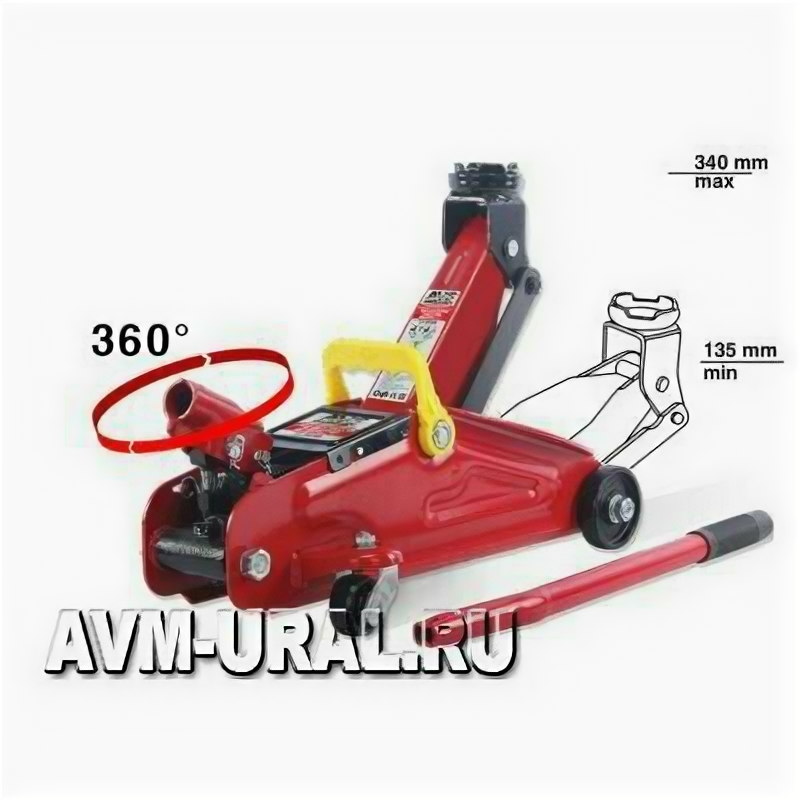 фото AVS A07814S Домкрат подкатной 2 т AVS FJ-2000AL 135 - 340 мм поворотная ручка 360 градусов